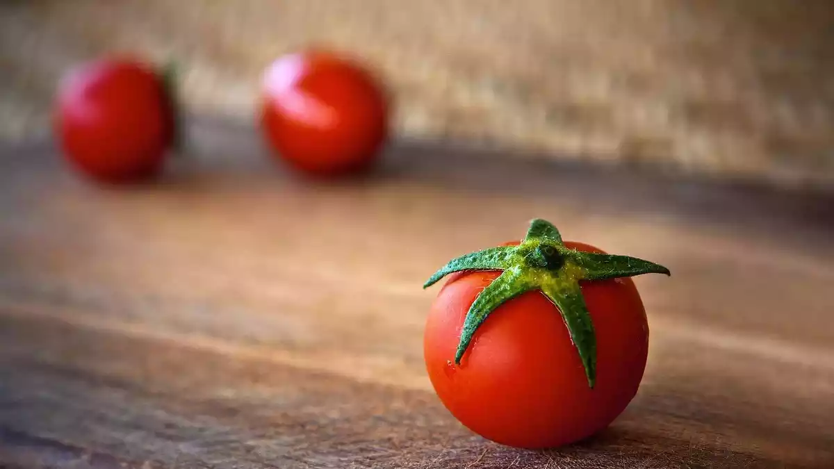 Imagen de un tomate sobre la mesa