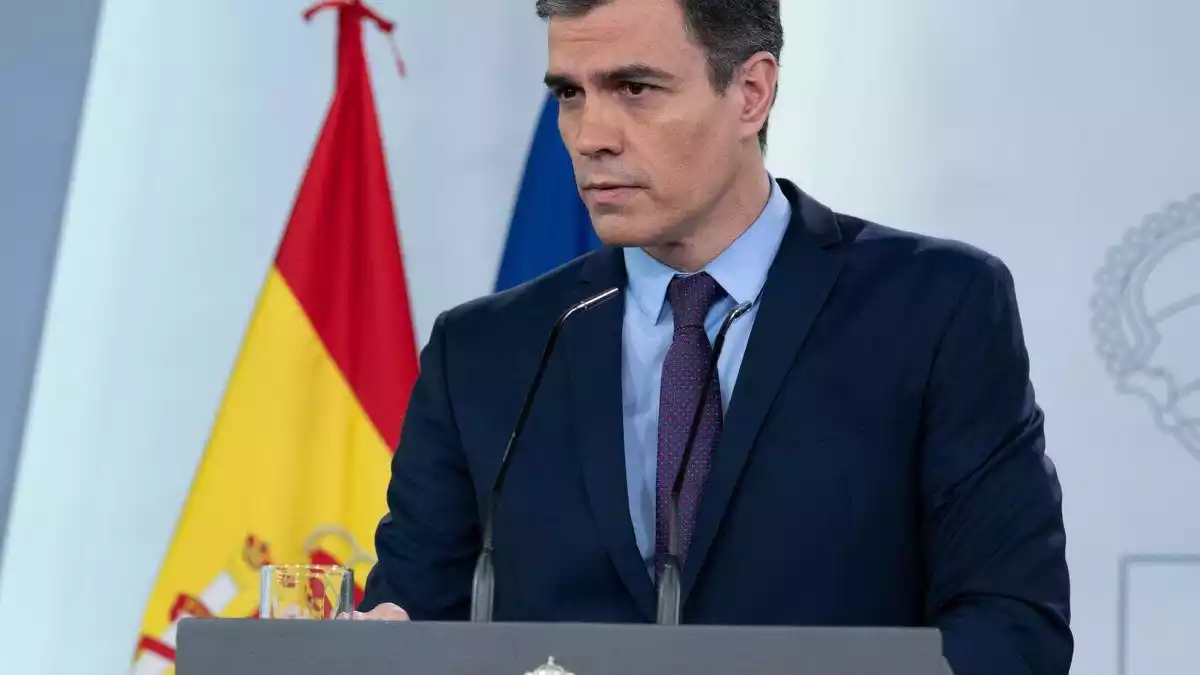 Pedro Sánchez, durant la roda de premsa del passat 18 d'abril
