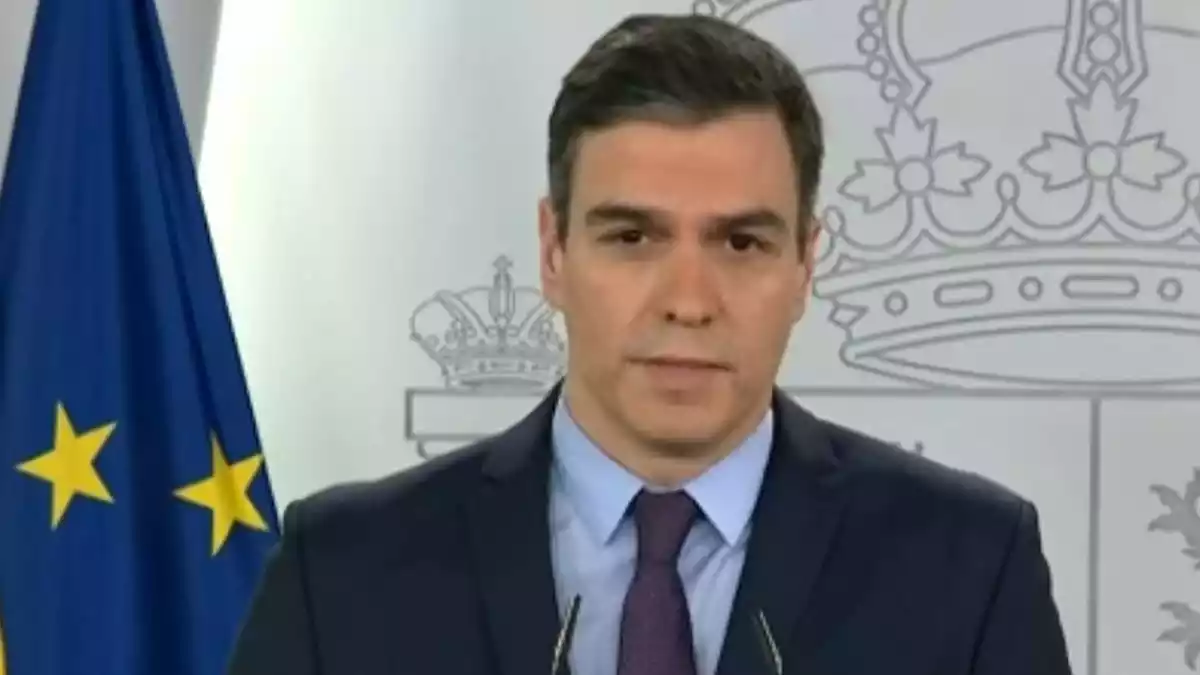 Pedro Sánchez en la comparencia del 12 de abril de 2020